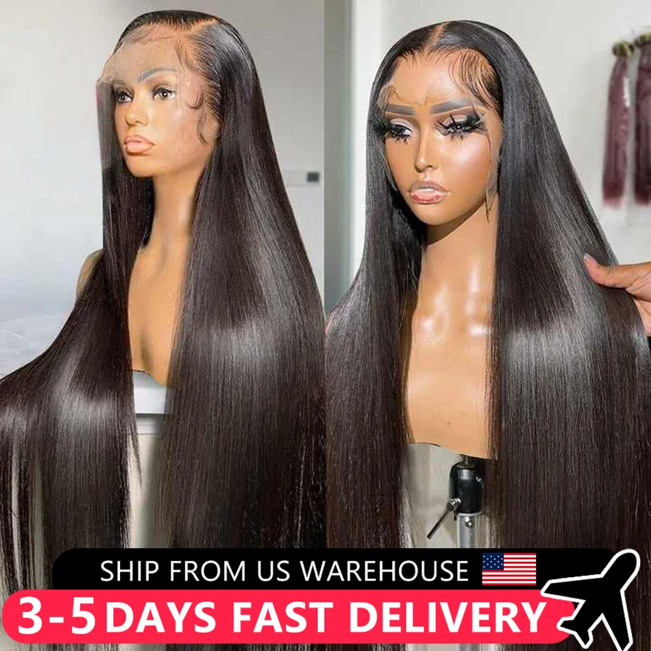 34 30Inch Lace Front Wig Brazilian Bone Straight Human Hair Wig Transparent 13X4 13X6 Lace Frontal Wig For Black Women MYLOCKME