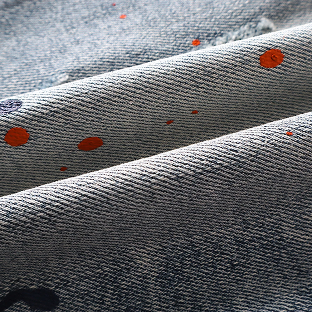 กางเกงยีนส์ขาสั้นสไตล์ฮิปฮอปสตรีทแวร์ผู้ชาย Y2k สตรีทแวร์ลำลองพิมพ์ลายคลาสสิคเรโทรวินเทจเดนิมขาดๆ