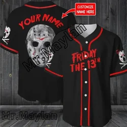 Halloween Horror Charaters Custom Name Baseball Jersey Shirt Baseball Shirt 3D Printed Men's Shirt Casual Shirts hip hop Tops