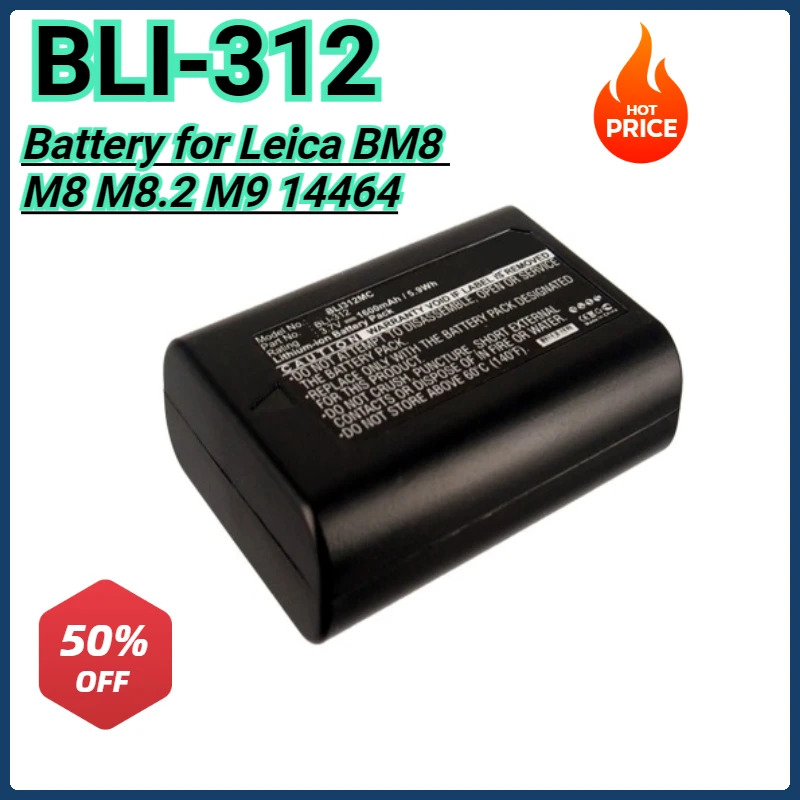 

1600mAh Replacement Camera Battery 3.7V High-capacity Battery for Leica BM8 M8 M8.2 M9 4464 M9-P MM ME M-E BLI-312 Camera