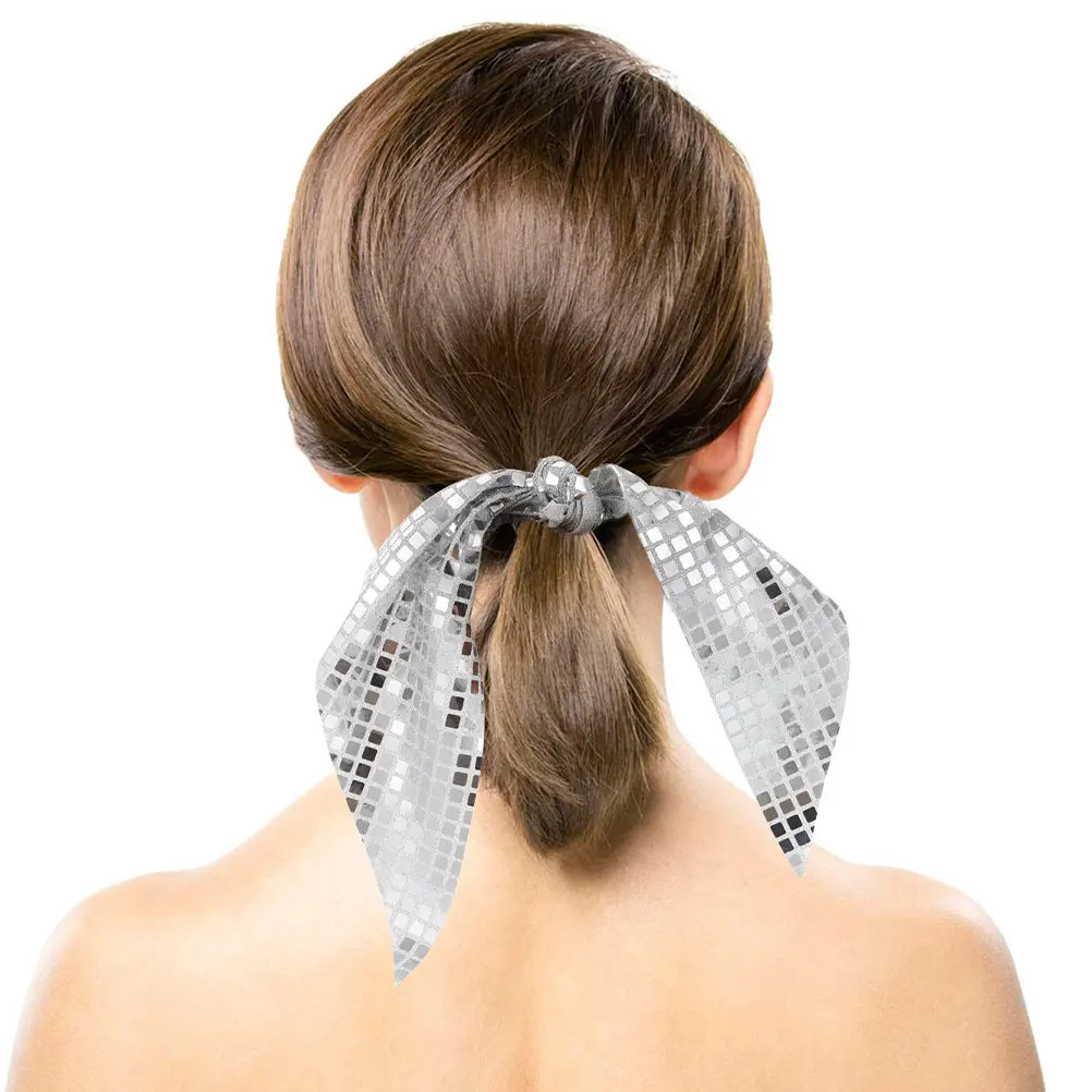 

2 шт. блестящие резинки для волос с пайетками и бантом, элегантные аксессуары для причесок для девочек и женщин, для танцев