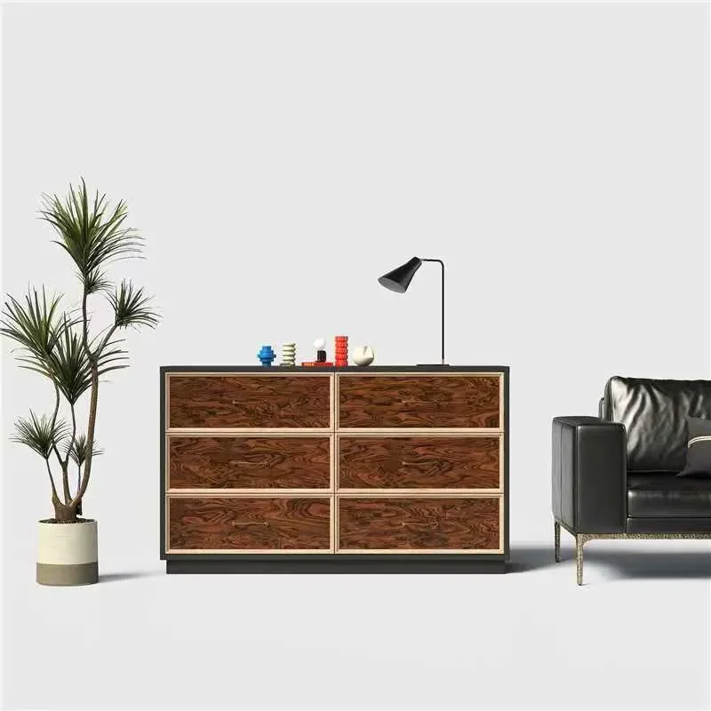 for British Retro Style Mocha Chest Cabinet Medieval Solid Wood Dining Side Cabinet Living Room Storage Retro Locker Six