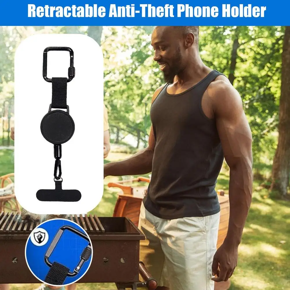 Einziehbarer Diebstahlschutz-Telefonhalter mit Karabiner, Anti-Fall-Telefonband, Handy-Sicherungsriemen für Outdoor-Aktivitäten und Wandern – Detail 3