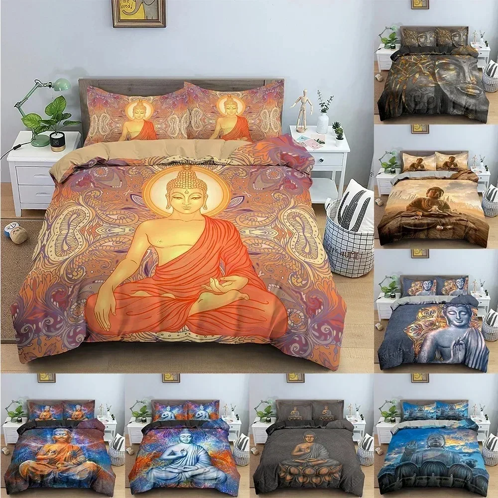 

Buddha Bedding Set 3D Bodhisattva Duvet Cover Classical Comforter Covers With Pillowcase Double Queen Size Home Textile029