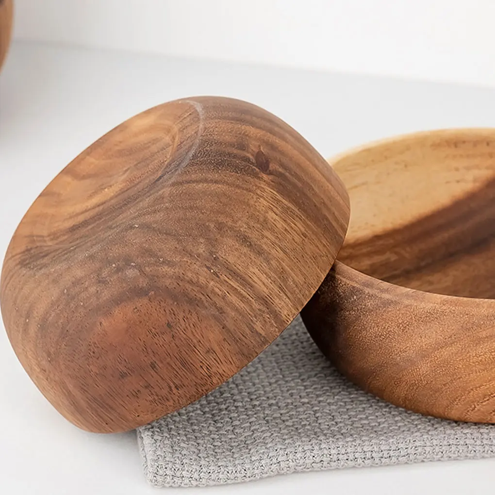 Wood Salad Bowl For Everyday - Modern - Durable And Reliable Eco-friendly Round Salad Bowl
