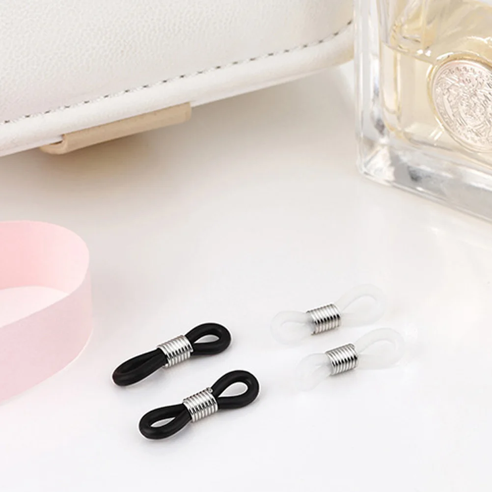 

12pcs Eyeglass Chain Anti-Slip Rubber Rings Black White Clear Connector Grips For Glasses Holders Vintage Brass Coil Durable