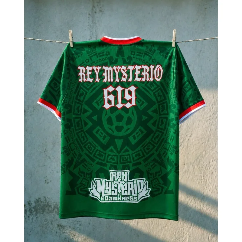 Rey Mysterio für Männer # 619 Thematisches Fan-Trikot, schnelltrocknend, atmungsaktiv, Sportbekleidung, Match-Training, kurzärmelig, Freizeit-Oberteil – Detail 3
