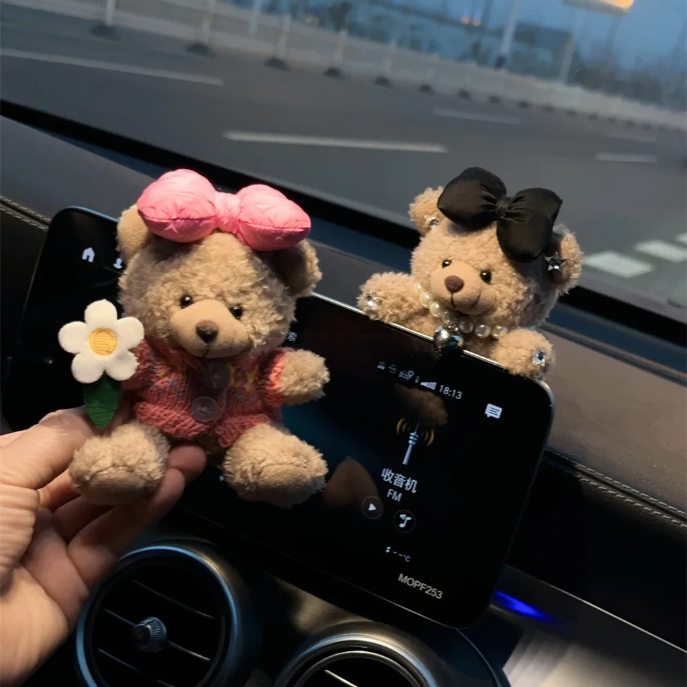 

Car Interior Decor Accessories Plush Bear for Car Center Console Decoration cute Car Accessories for Auto Home Office Decor Gift
