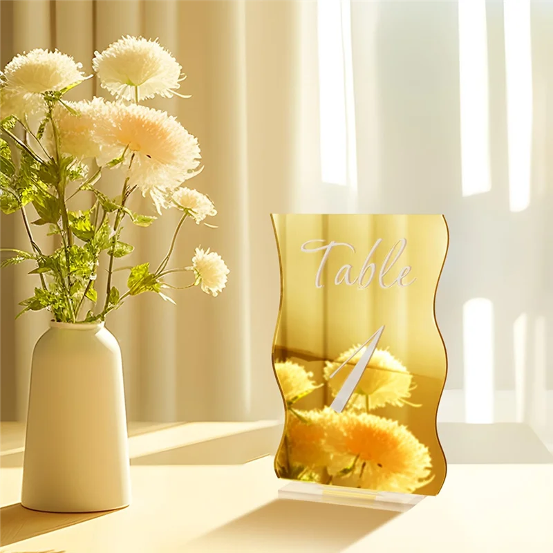 

10PCS Gold Table Numbers With Stands Holders Wave Elegant Wedding Acrylic Table Numbers Large Modern Table Number Signsm12k