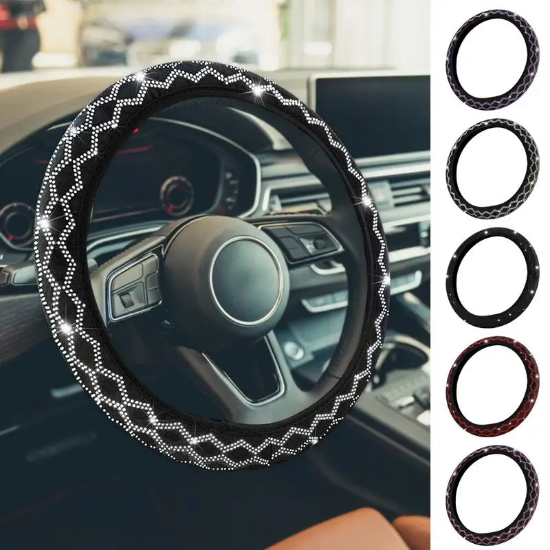 Bling Steering Wheel Cover Rhinestones Crystal Car Steering Case Auto Elastic Steering Wheel Protector Car Styling Accessories