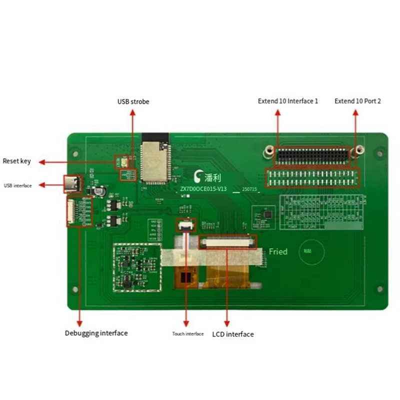 7.0-Inch 800X480 Capacitive LCD Touch Screen With RGB Interface ESP32-S3 Module Built-In 16MB SPI Flash & 8MB PSRAM