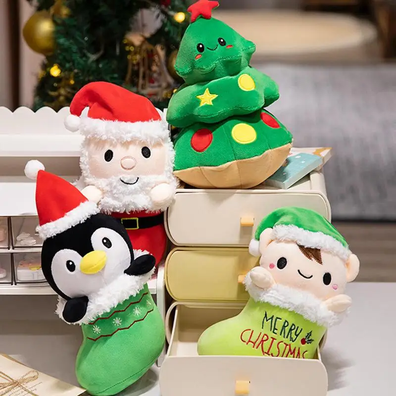 子供のためのクリスマスツリーのぬいぐるみ,柔らかいぬいぐるみ,ペンギン,ぬいぐるみ,かわいい,誕生日プレゼント,クリスマスプレゼント