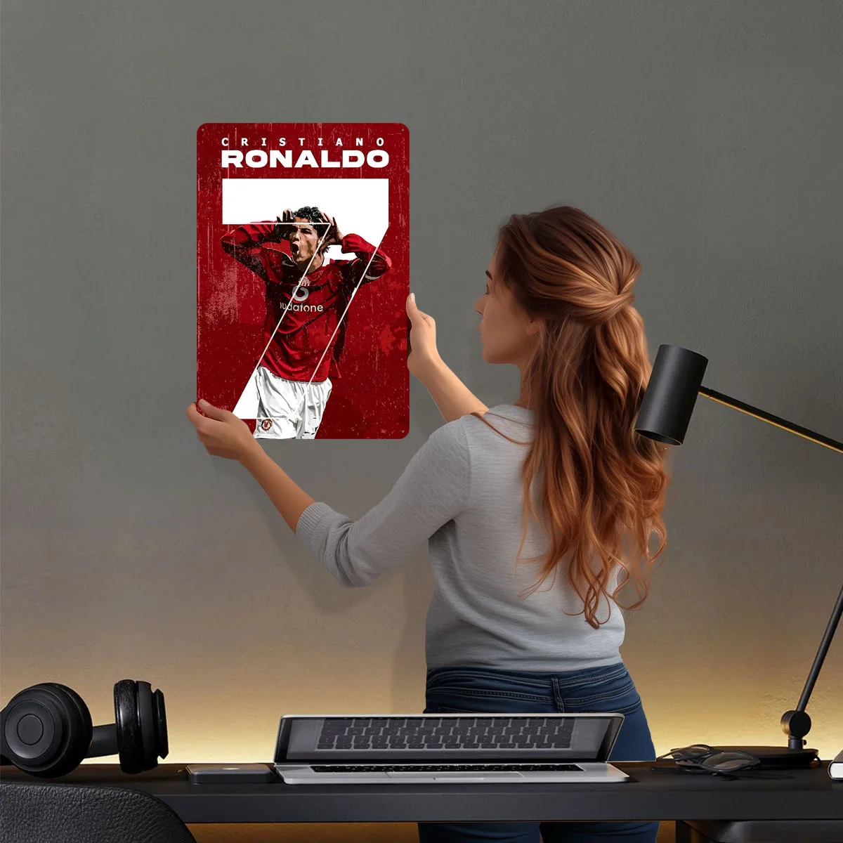 Cristiano Ronaldo Manchester United Poster Metal Signs Sport Poster Wall Decor Custom Tinplate Sign for Wall Art Decoration Room