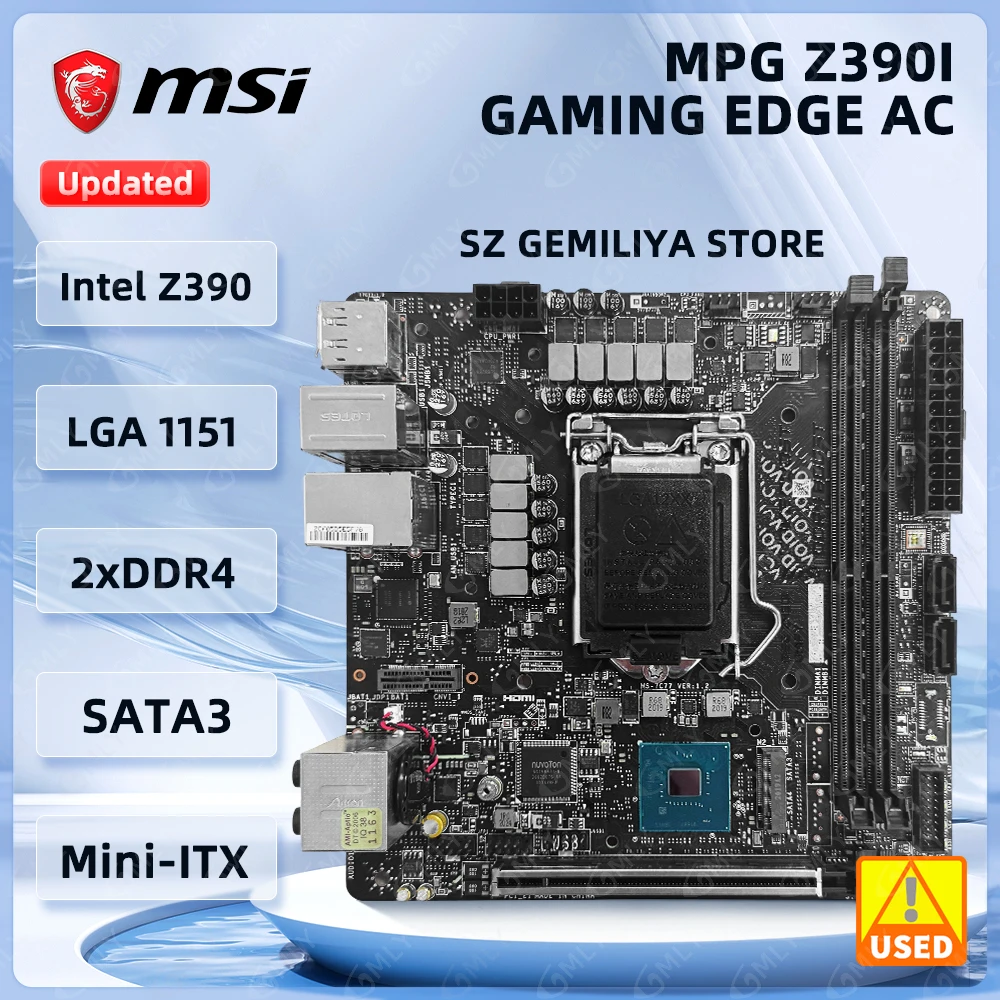 MSI MPG Z390I GAMING EDGE AC Motherboard LGA 1151 DDR4 64GB Intel Z390 Mini-ITX Motherboard support 9900 9400F 9350K G5500 8300