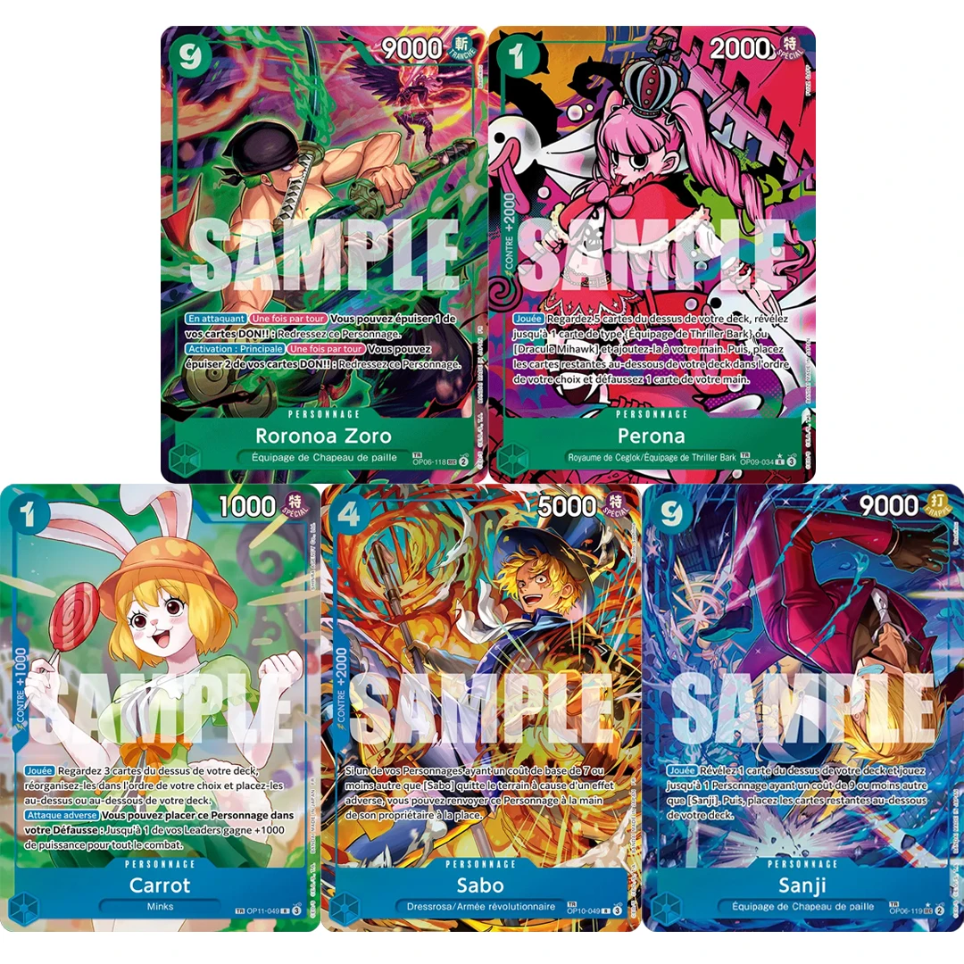 

Эксклюзивная коллекционная карта Perona Sanji Carrot Roronoa Sabo из серии French Exclusive Proxy для игры One Piece Card Game OPCG, редкая, коллекционная.