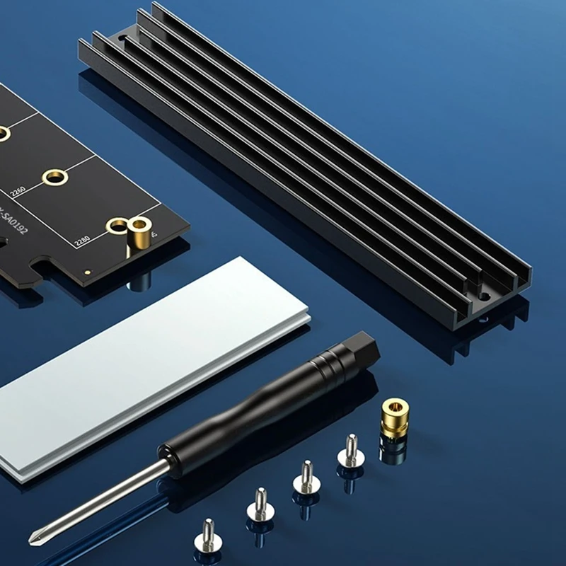방열판이 있는 Nvme Pcie 4.0 어댑터, M.2 SSD M 키 B & M 키용, 64Gbps