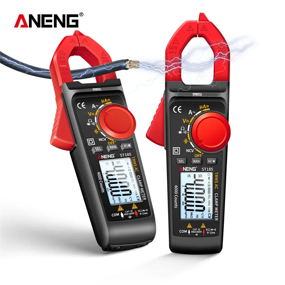 

ST185 Digital Clamp Meter Multimeter 4000 Counts True RMS Ammeter Voltage Tester Hz Capacitance NCV Ohm Diode Test