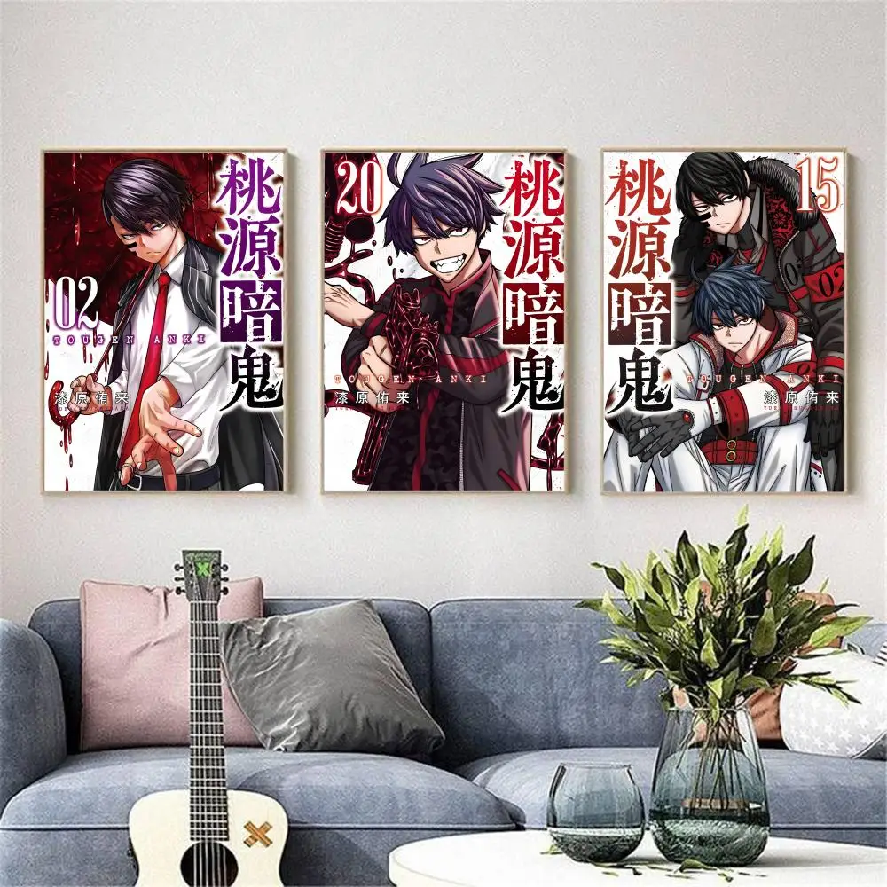 انمي ياباني T-Tougen Anki اللوحة الخط غرفة نوم المنزل مقاوم للماء قماش المشارك غير المؤطرة جدار الفن طباعة الديكور جدارية #4