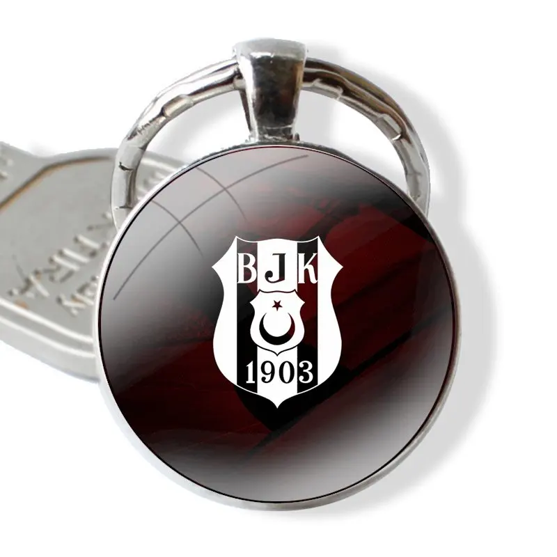 Turkey Besiktas Football 25mm Glass Cabohcon Keychain Key Rings for Women Men Jewelry Gift