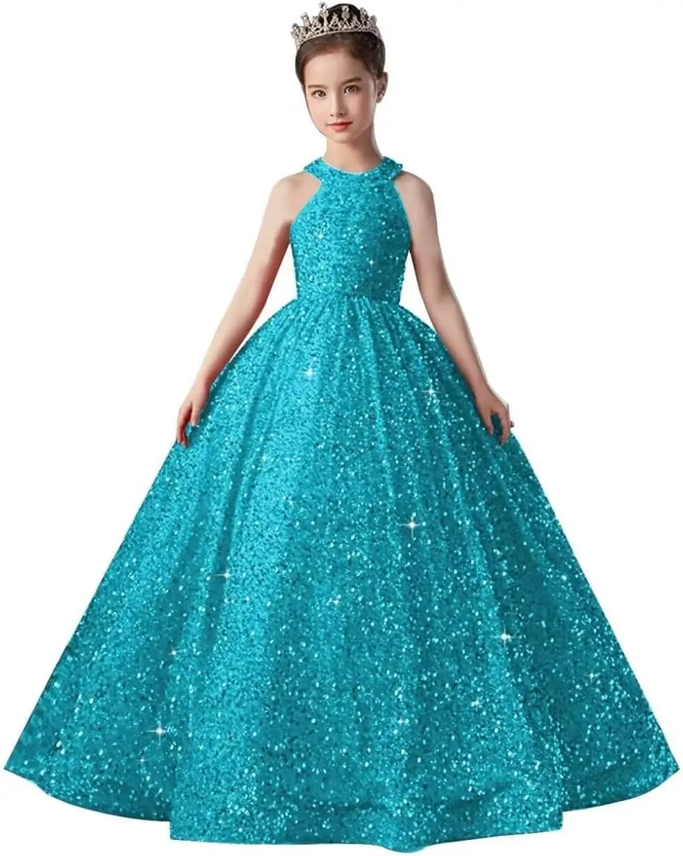 Sequin  Flower Girl Dresses for Weddings Sparkly Pageant Dresses for Girls Ball Gown Princess Kids Formal Party Dress