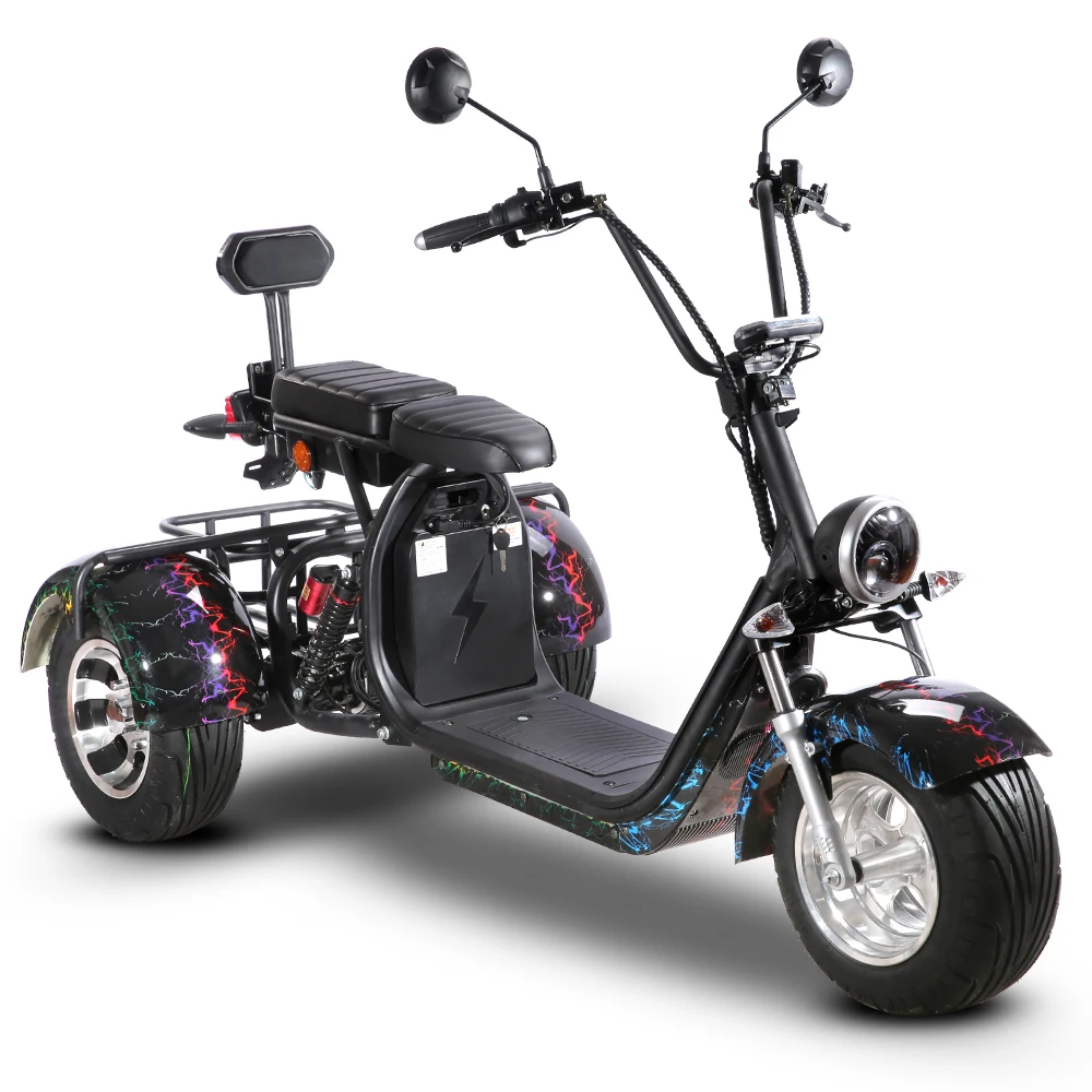 Triciclo per adulti Trike con pneumatici grandi a tre ruote Citycoco Scooter elettrico a 3 ruote 1500W 2000W Certificato Eec