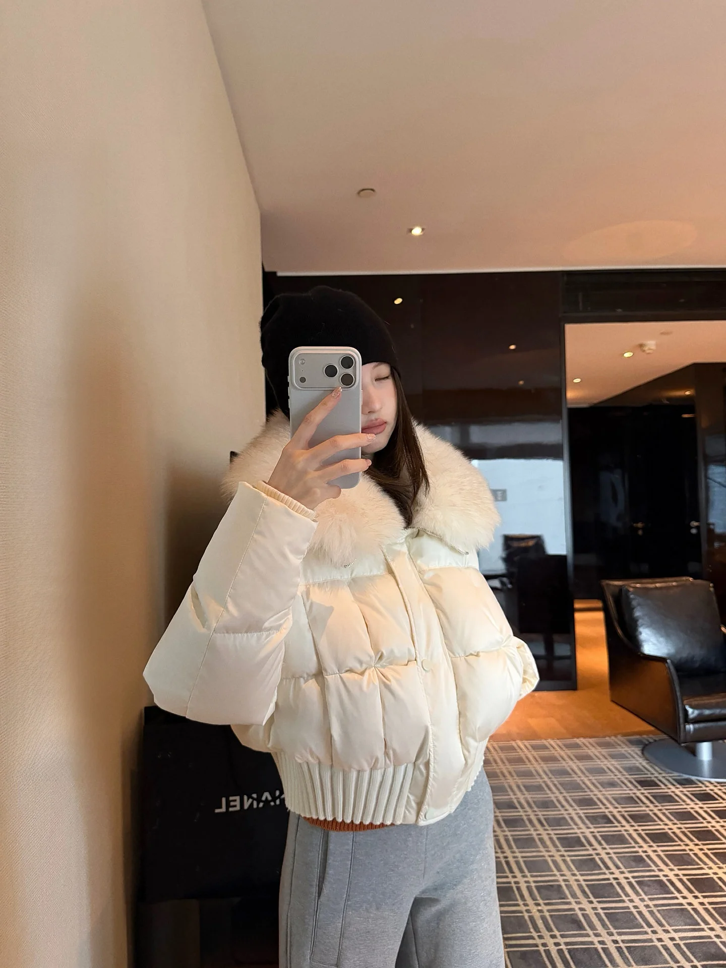 

NingSi Women's Fur Collar down Jaet Du down Warm Loose Zipper Thi Outerwear Casual Sle Winter New Korean System