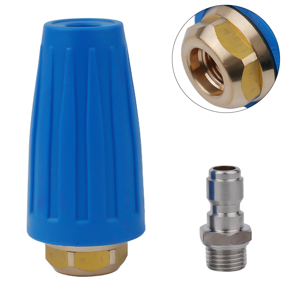 1/4in Quick Connect High Pressure Washer Cleaner Spray Turbo Rotation Nozzle Tip 3000 PSI / 207 BAR Washer Nozzle Car Care Clean