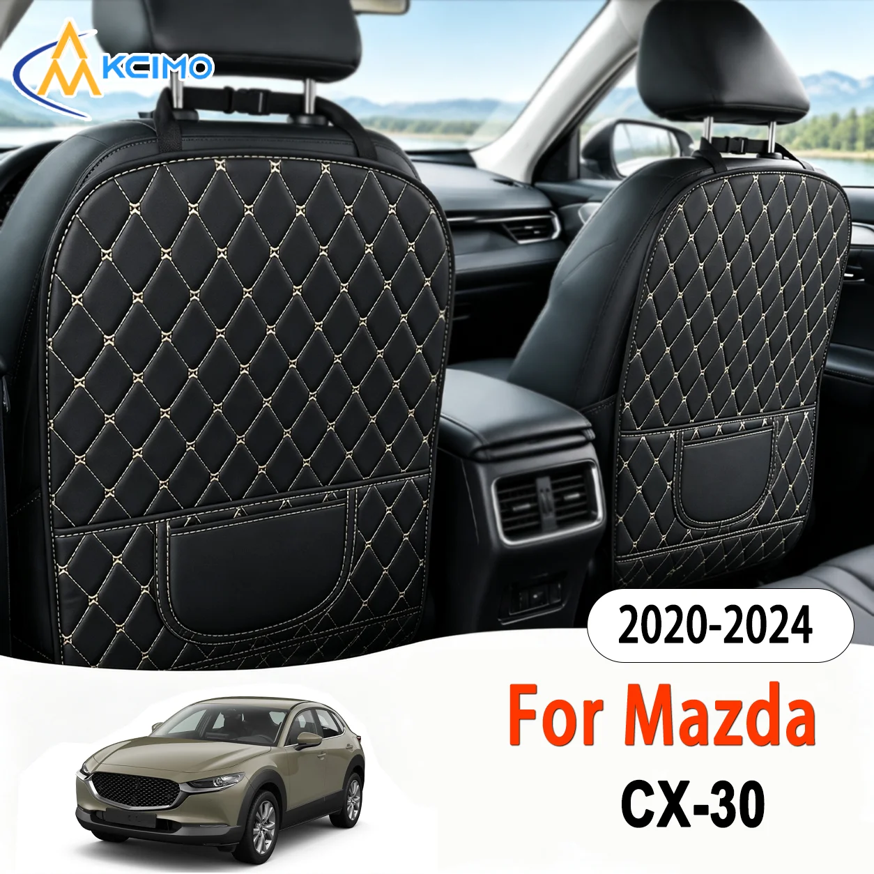 Car Rear Seat For Mazda CX-30 2020-2024 Anti-Scratch Anti-Dirt Guard Pads Wear Resistant PU Leather Seat Back Anti-Kick Mats