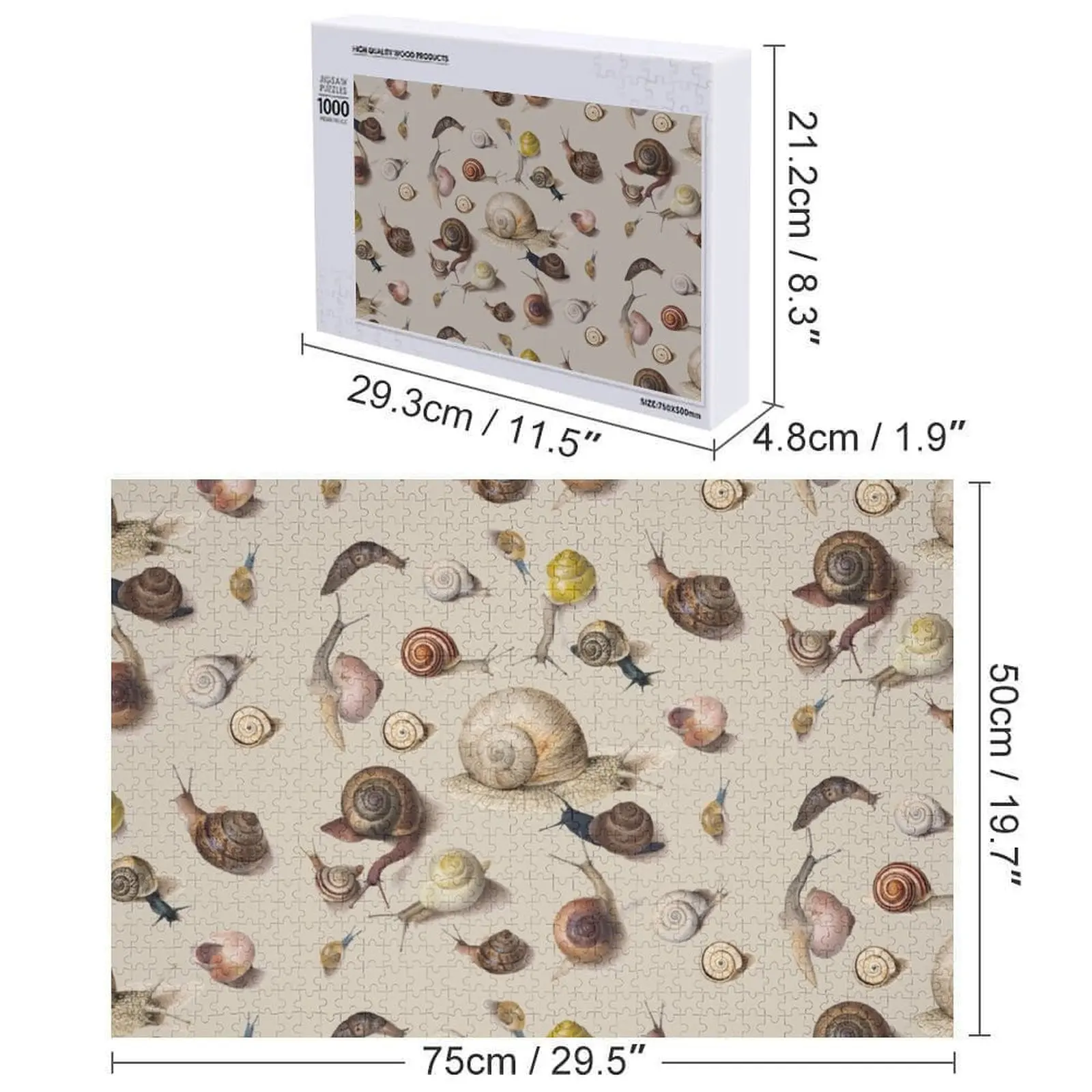 สวนหอยทาก สัตว์น่ารัก ภาพวาดสีน้ำของหอยทาก ศิลปะจิ๊กซอว์ งานศิลปะ ของเล่นจิ๊กซอว์แบบส่วนตัวสำหรับเด็ก