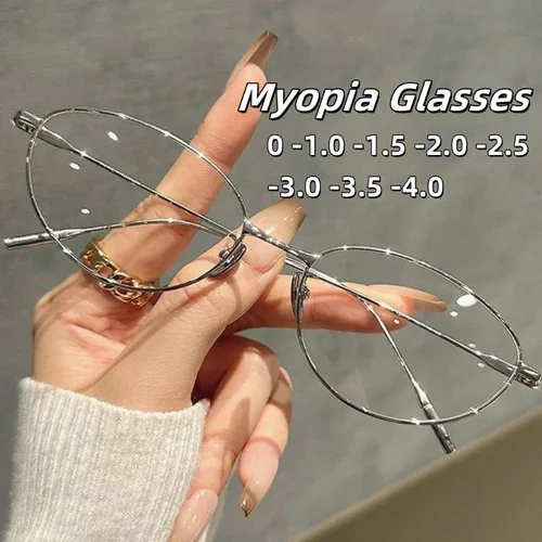 Imagen 2 del producto Gafas para miopía con montura ovalada Retro para mujer, anteojos para miopía con forma de ojo de gato, a la moda, con bloqueo de luz azul ultraligera, para miopía, 2,5