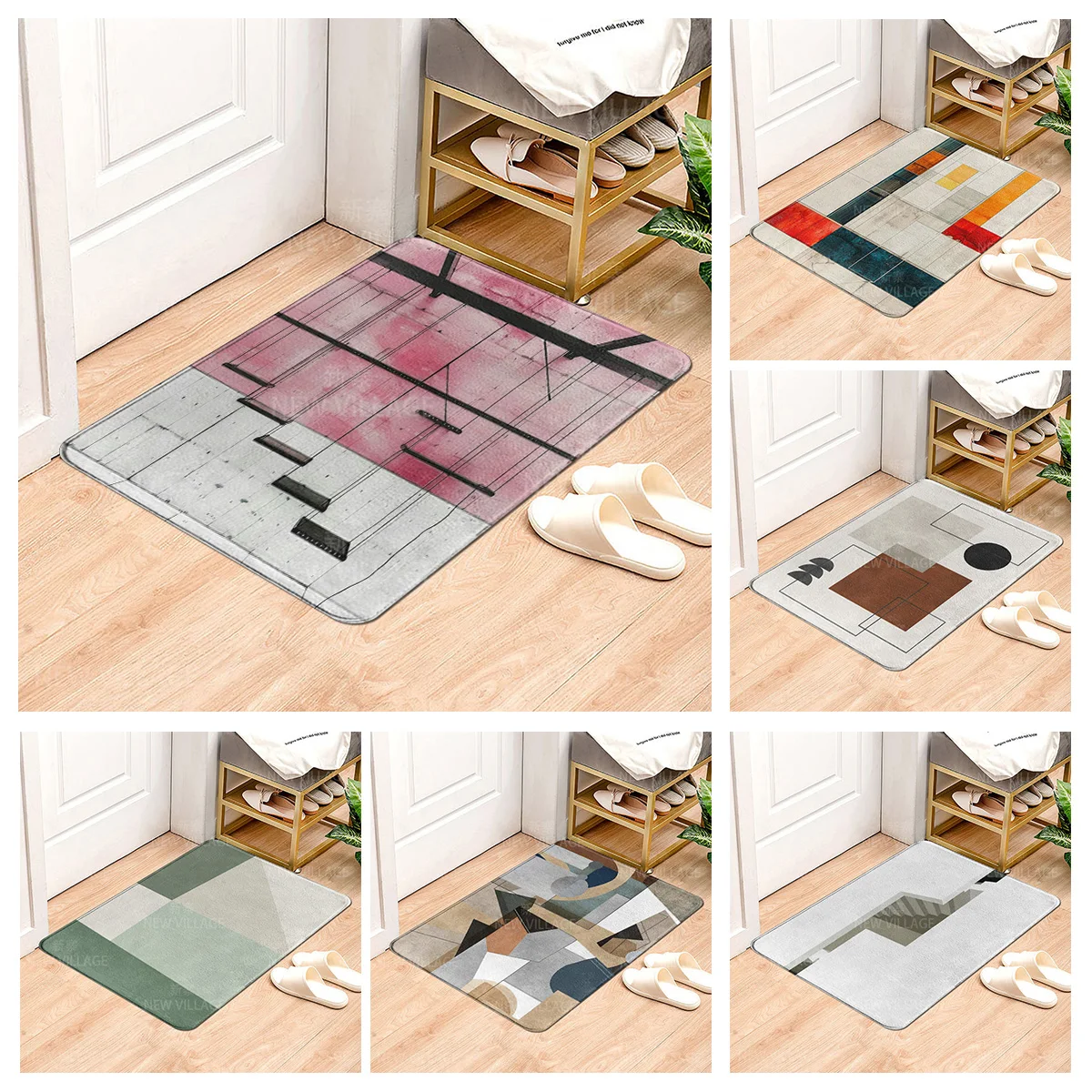 

Minimalist ins Style Abstract Door Mat Home Shop General Cafe Bar Entrance Floor Mat Decoration Non-Slip Entry Mat