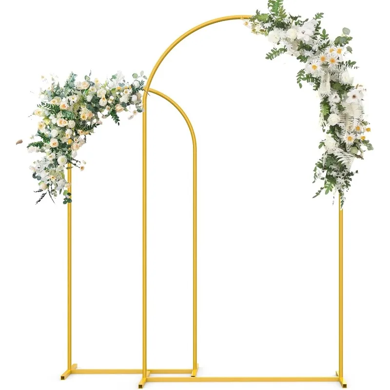 

Metal Arch Backdrop Stand 7.2FT,6FT Set of 2 Sturdy Gold Wedding Arch Stand Arched Backdrop Frame for Wedding Birthday Party