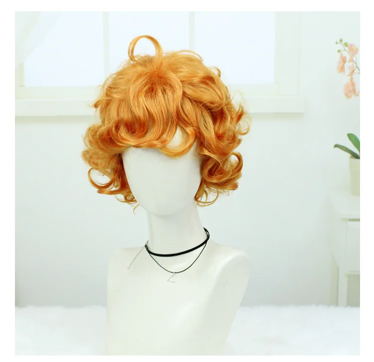 Burifu Cosplay Wig Panty Brief Cosplay with Garterbelt Short Curly Orange Heat Resistant Synthetic Hair Wigs