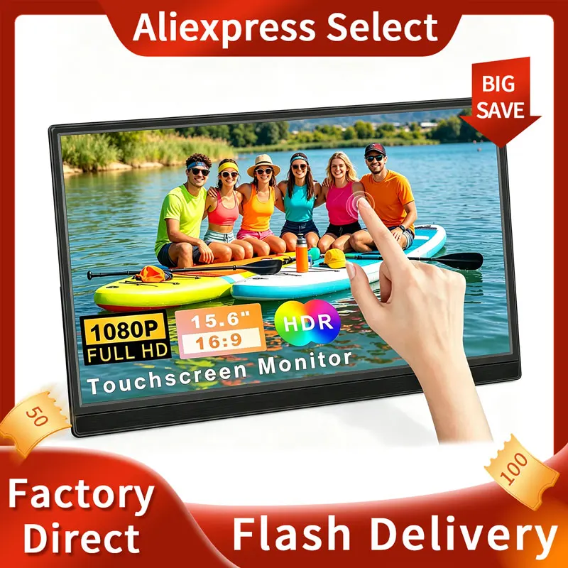 

1920*1200 15.6-inch Portable Monitor Laptop XBox PS4 / TV Box Cell Phone PC Extension Mobile Laptop With Holder Stand