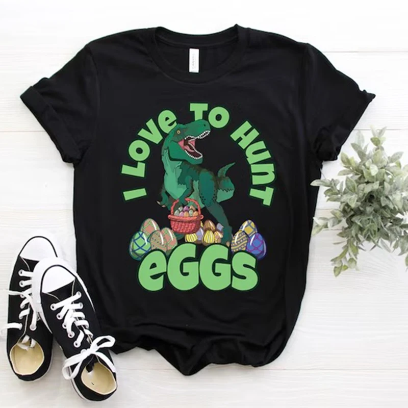 

Children Funny T-shirt Humour Text Print Short Sleeve Crewneck T Shirts Polyester Solid Color Oversized Fashion Bunny Eggs Tee