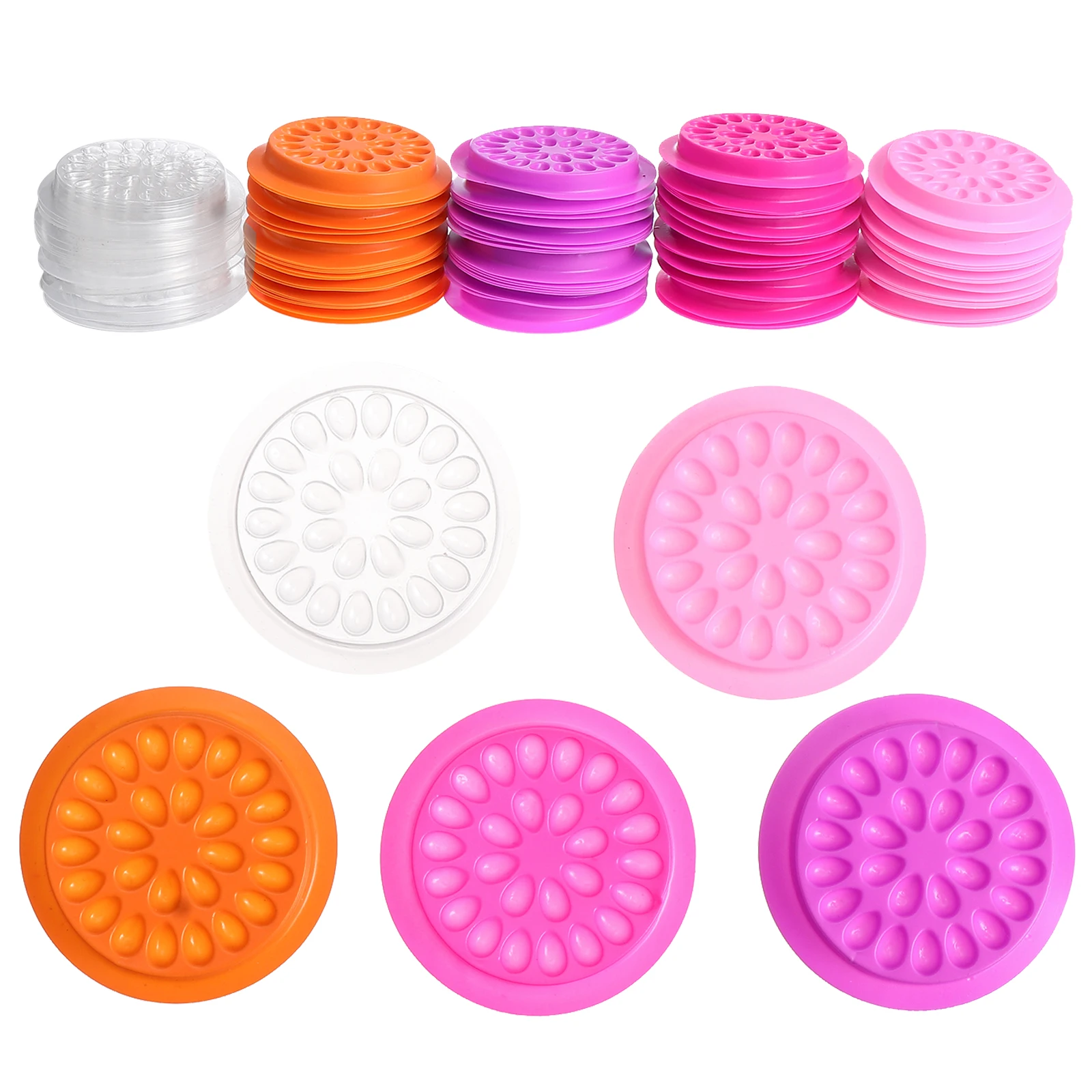 100 قطعة شكل زهرة رمش تمديد حامل الغراء حاوية الغراء علبة بلاستيكية خفيفة الوزن لاستخدام تمديد الرموش كاذبة #1