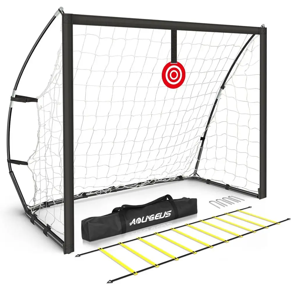 

Portable Soccer Goals for Kids and Adults with Net and Ground Stakes, Including Soccer Target and Agility Training Gear