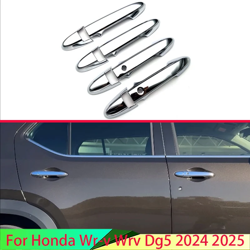 For Honda Wr-v Wrv Dg5 2024 2025 Car Accessories ABS Chrome Door Handle Cover With Smart Key Hole Catch Cap Trim Molding