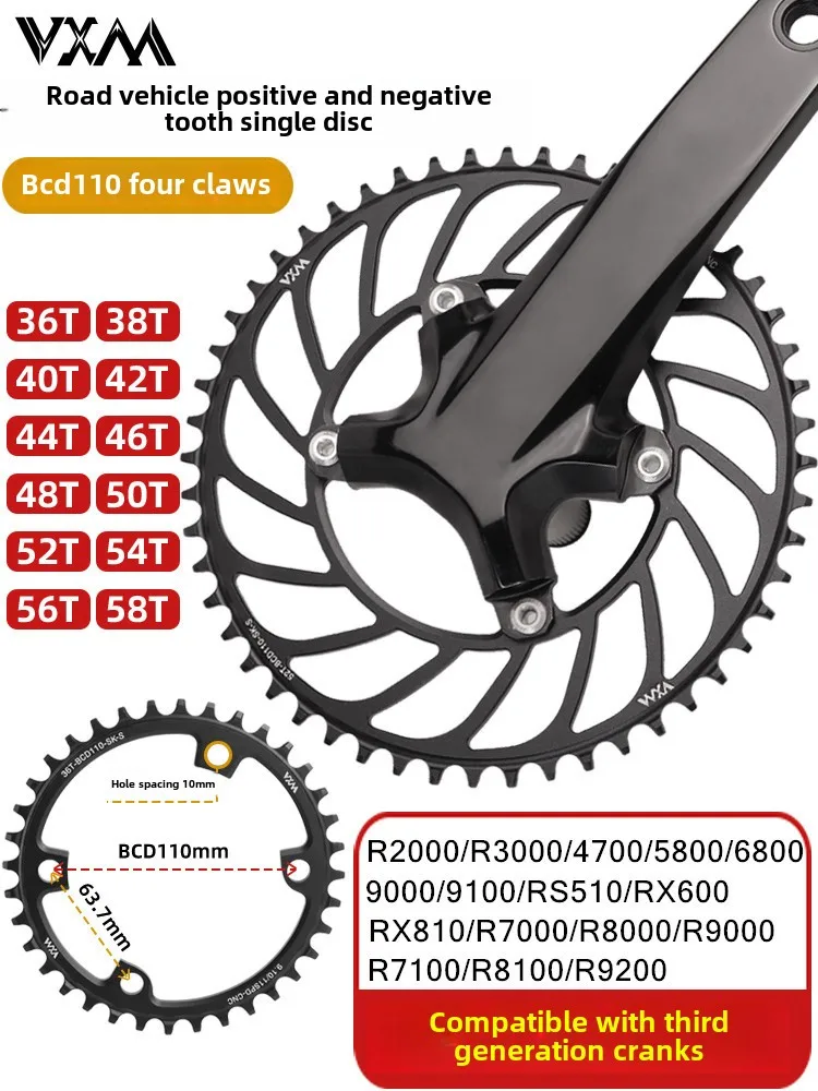 

Road bike 110BCD Universal 4 hole claw plus minus teeth single speed disc36T 38 40 42 50T 58T sprocket bycicle parts accesories