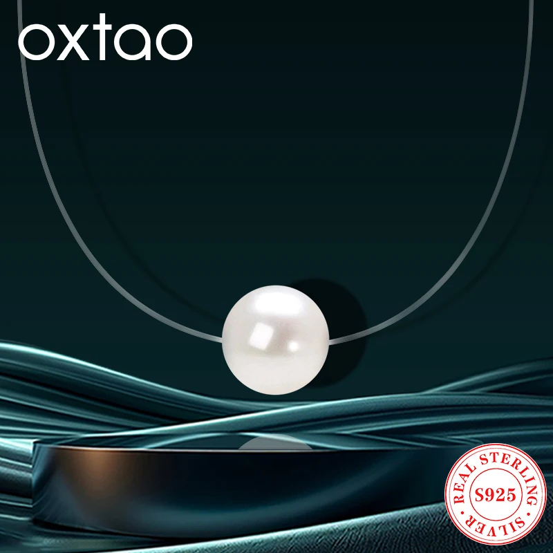 

OXTAO Female Fashion Freshwater Pearl Necklace for Women 925 Silver 8-9mm Solitaire Natural Pendant Necklace Jewelry Wholesale