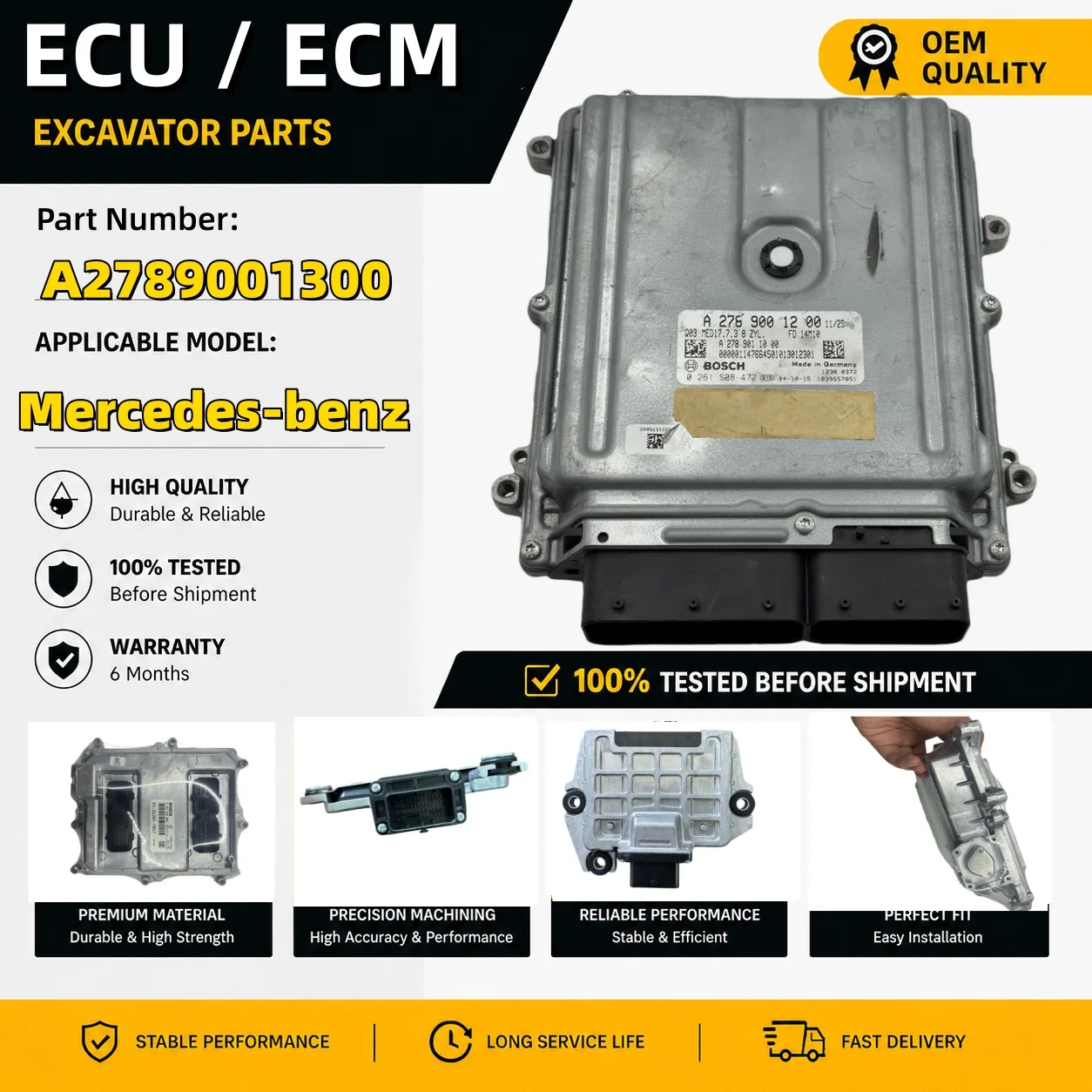 Electronic Control Module ECU for Mercedes-benz E63s A2789001200 0261S08472 A2789001300 0261S07813 MED17.7.3 Machinery Parts
