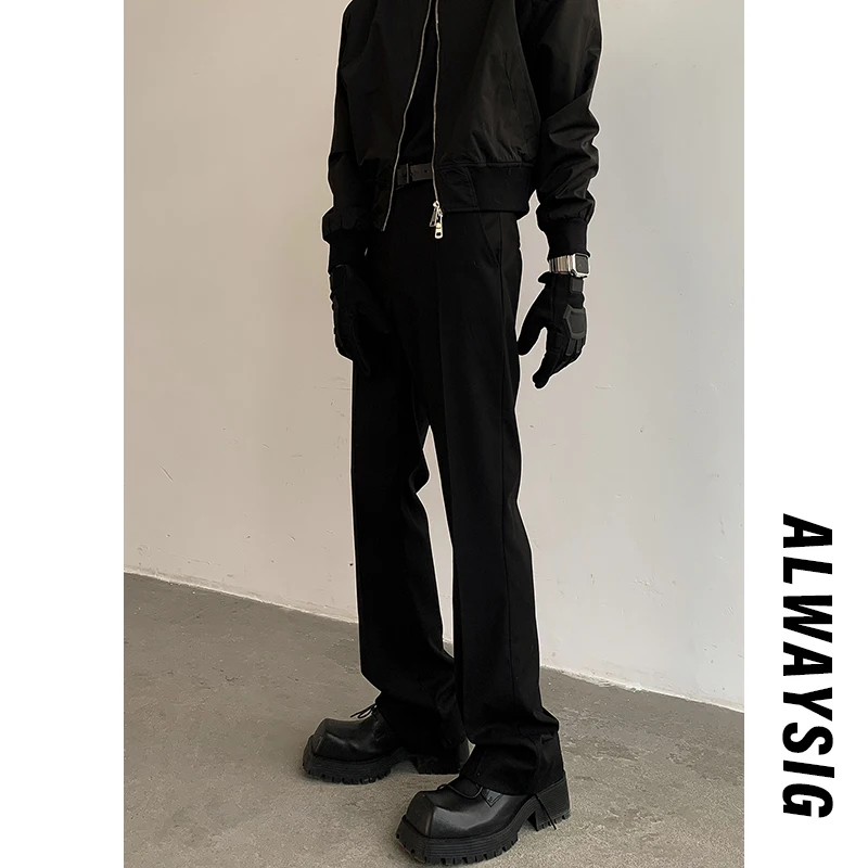 

High Street Vibe Men's And Women's Micro Flare Straight Leg Suit Pants Drapey Bla Long Trousers Youthful Spring Autumn