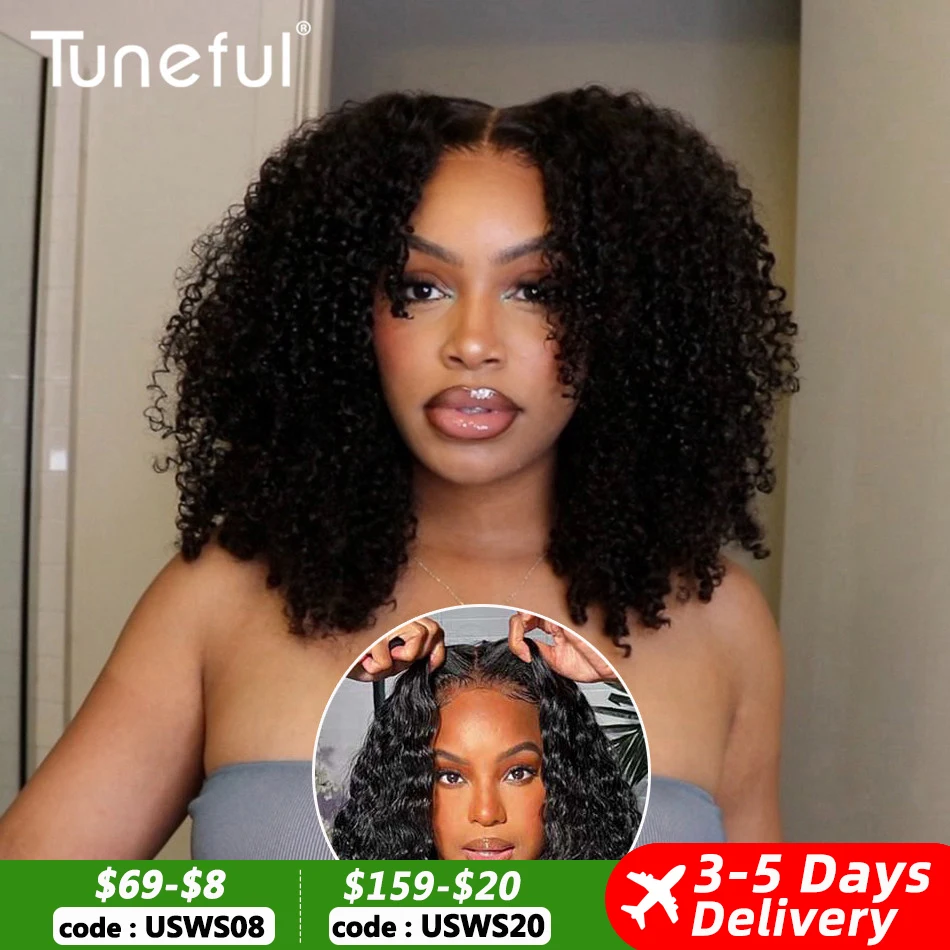 10A 100% Glueless Wigs Human Hair Wigs Ready To Wear Bleached Knots 6x4 Pre Cut HD Transparent Glueless Lace Wigs Kinky Curly