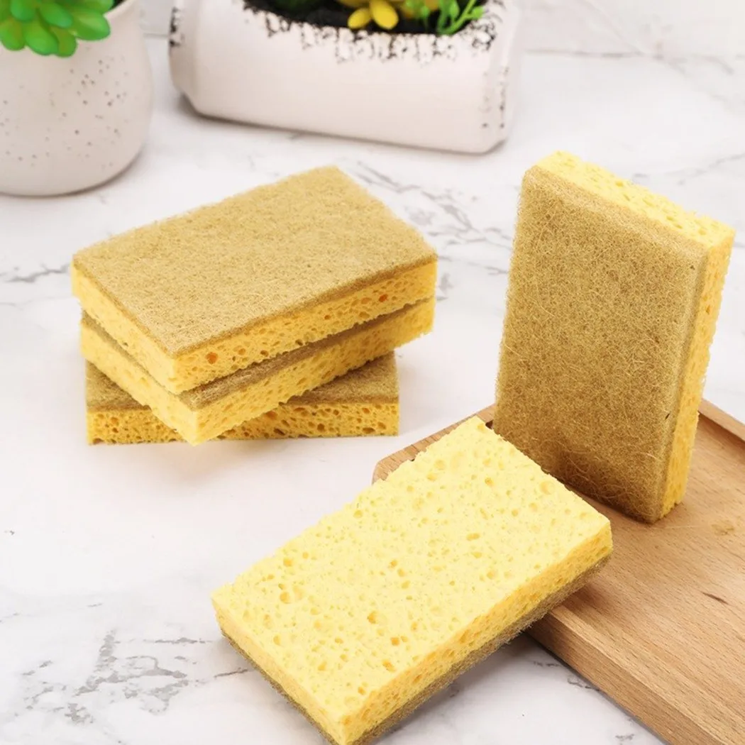 10 Pack Eco-Friendly Natural Plant Based Scrub Sponges Palm Fiber Dishwashing Sponge With Two-Sided Compostable Design Dish