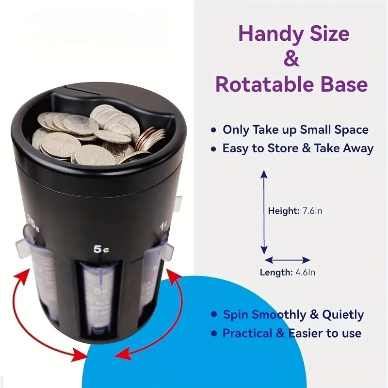 New Automatic Coin Sorter 5-in-1 With Coin Wrappers Efficient Quick Accurate Coin Counter Portable Change Organizer Bank Jar
