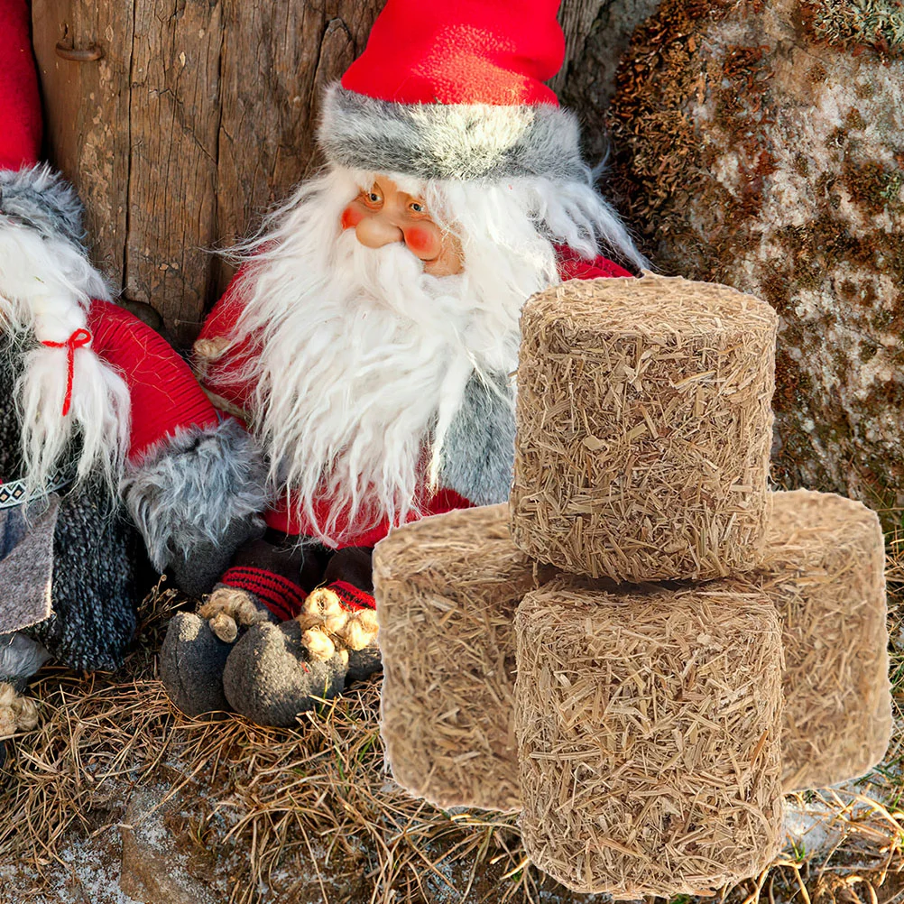 

4/8/12pcs Mini Hay Bales Rustic Miniature Farm Haystack Stackable Fake Hay Blocks Dollhouse Decoration