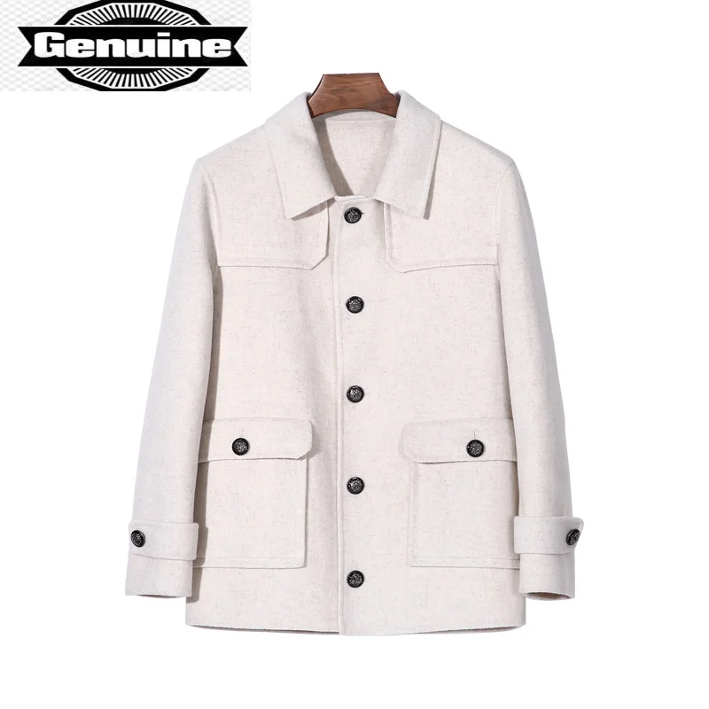 

Coat Men Spring Autumn Wool Korean Wool Jacket White Short Handmade Mens Overcoat Coats for Men Erkek Kaban 012 KJ3970