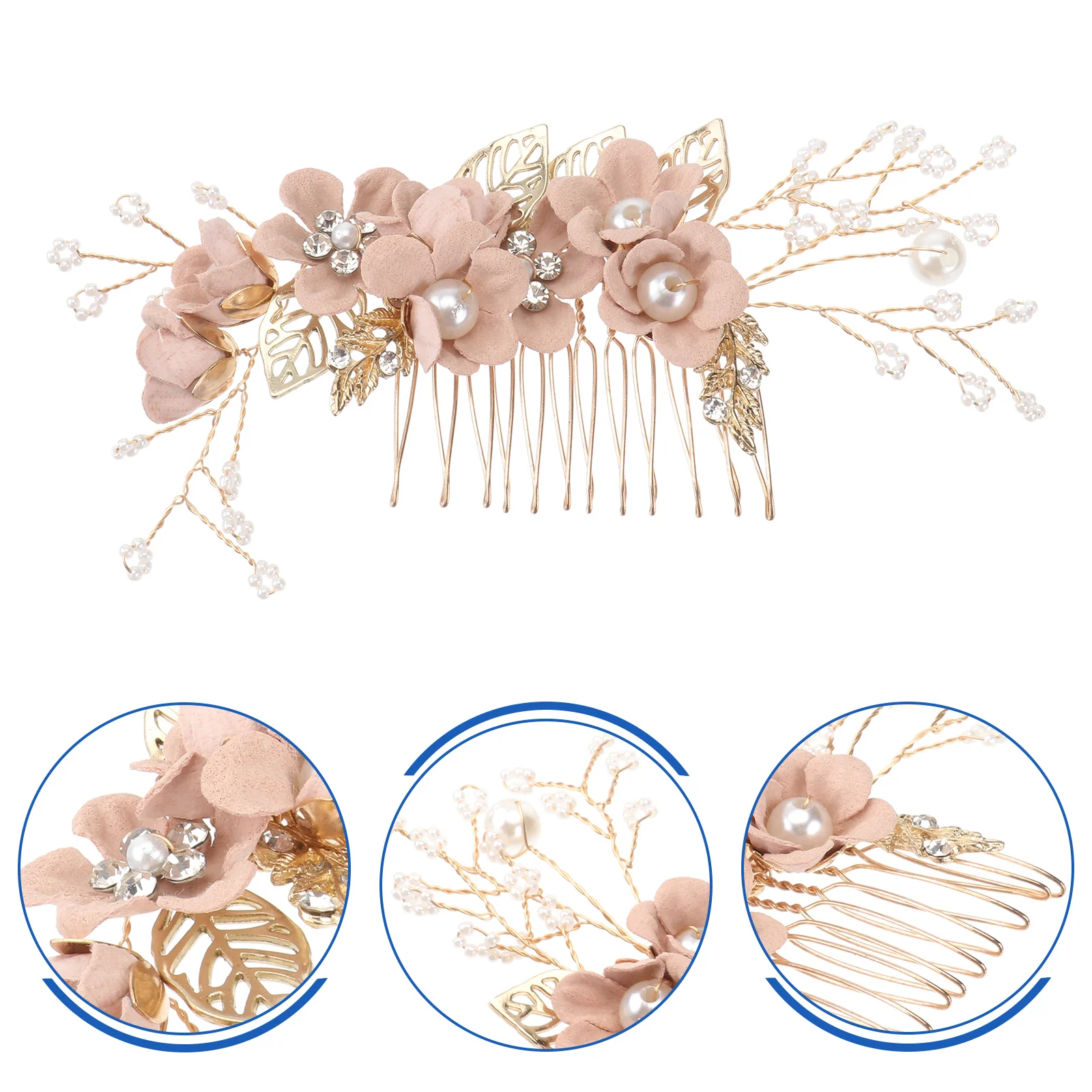 Rhinestone Bridal Hair Bands Flower Accessories Comb for Bride White Alloy Bridesmaid