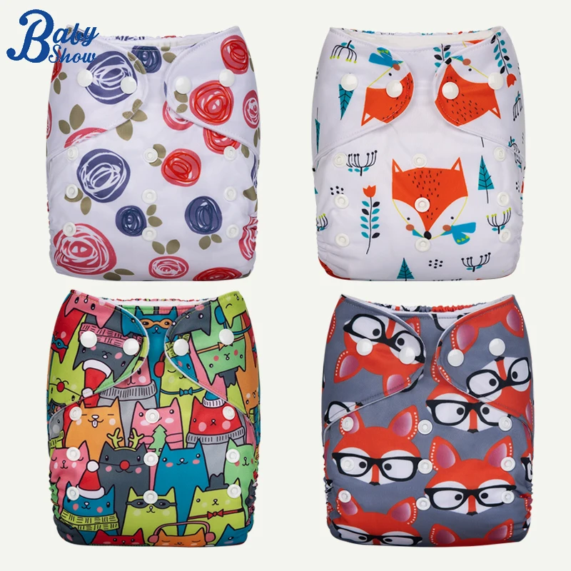 Babyshow Suede Cloth Pocket Diaper Washable Reusable Baby Diapers for 3-15kg Babies with 1pc Microfiber Nappy Insert