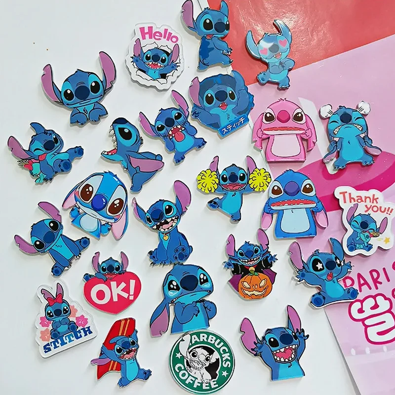 Disney Anime Pin Stitch Series Acrylic Creative Brooch Men Ladies Shirt Lapel Pin Bag Cloth Bag Jewelry Badge Accessories Gift